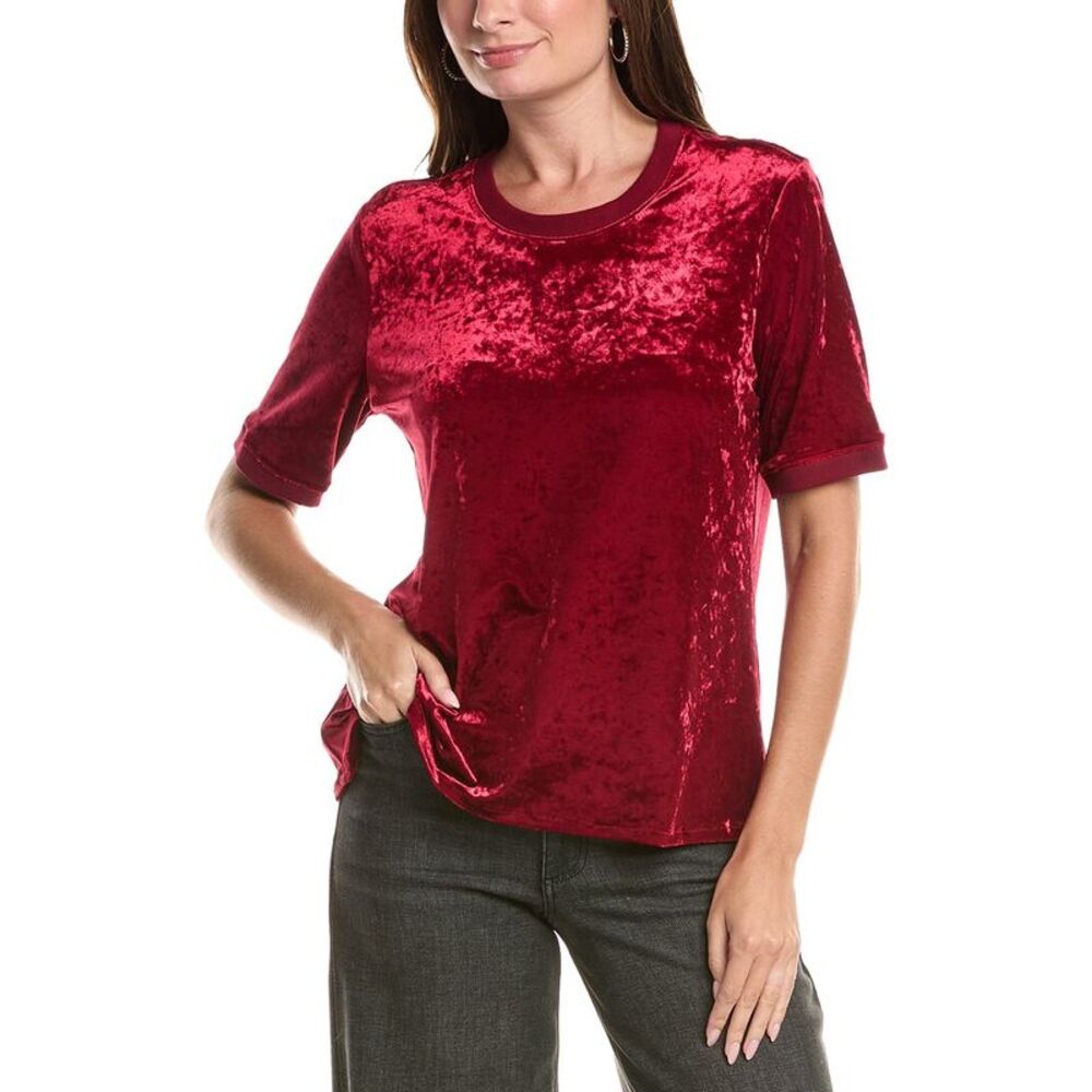 Johnny Was Womens  Velvet T-Shirt, Red